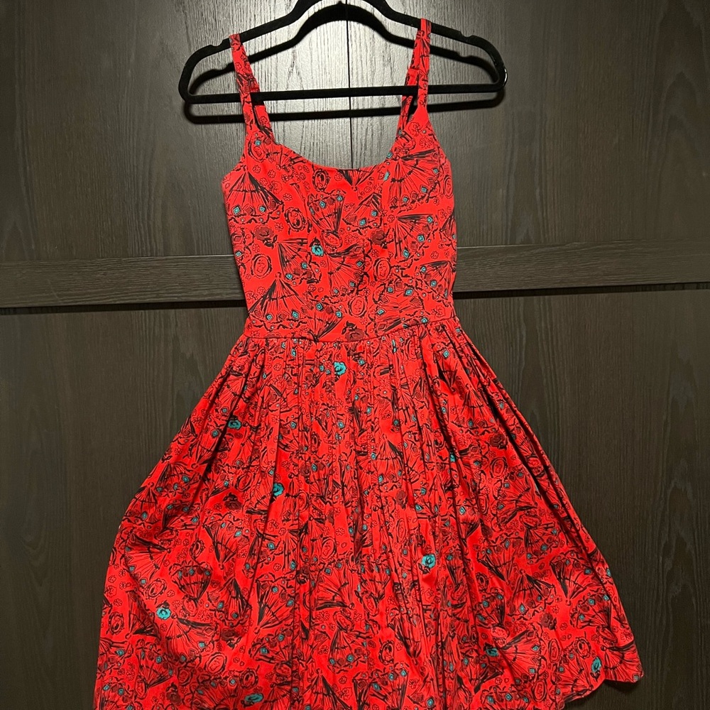 Pinup Couture Red and Black Patterned Midi Dress